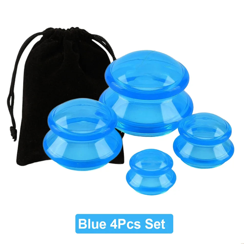 4Pcs Silicone Cupping Set Suction cups Vacuum Suction Jars Therapy Slimming Body Face Massage Cupping Anti Cellulite Weight Loss