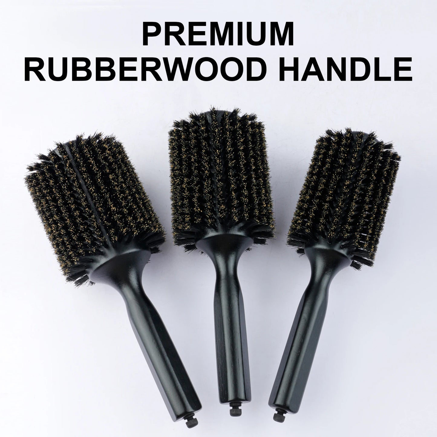 New 6 Sizes Black Wood Handle Boar Bristles Round Hair Brush Removable Tail Hairdressing Brush Pro Salon Barber Hair Round Comb