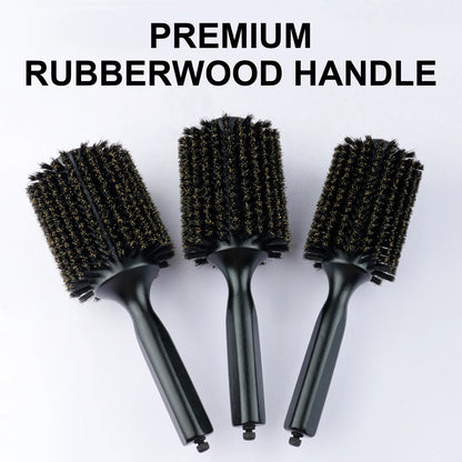 New 6 Sizes Black Wood Handle Boar Bristles Round Hair Brush Removable Tail Hairdressing Brush Pro Salon Barber Hair Round Comb