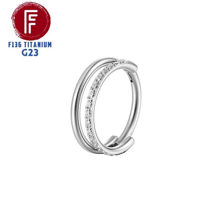 G23 Titanium Daith Cartilage Earrings 16G Helix Nose Septum Piercing Conch Hinged Clicker Body Jewelry Ear Ring Zircon Wholesale