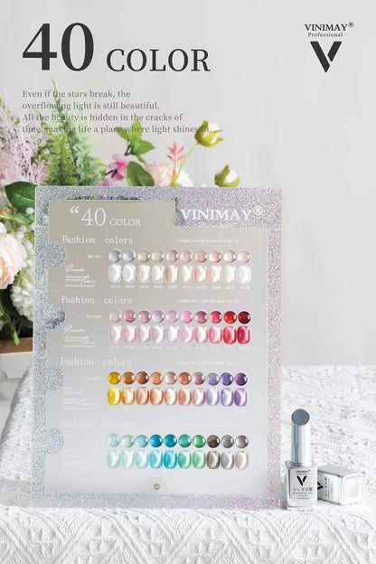 VINIMAY 40PCS Cat Eye Gel Polish Set With Color Swatch 9D Magnet Gel Soak Off Gelpolish Gel Varnish Collection Nail Gel Kit 15ML