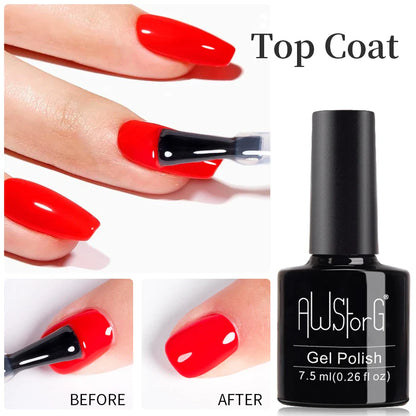 AWStorG15ml 2 IN 1 Crystal Top Coat Transparent Soak Off UV LED Nails Art Manicure Gel Nail Polish Varnishes Primer Function Gel