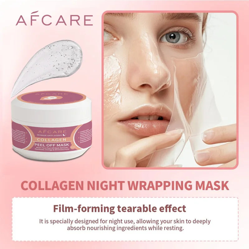 Collagen Peel Off Mask Wrapping Mask Moisturizing Frim Brightening Korean Make Glowy Skin Elasticity Anti Wrinkle Facial Mask