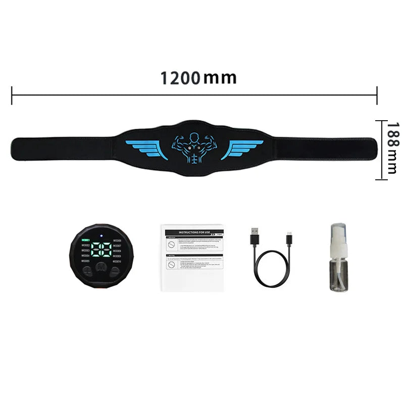 Cinturón tonificador abdominal EMS, tonificador muscular, entrenador de abdominales, masajeador eléctrico de cintura con recarga USB, equipo de fitness para pérdida de peso unisex.