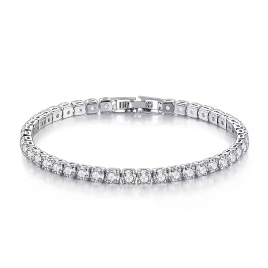 S925 Sterling Silver Bracelet Zirconia Tennis Ball Women Fashion Simple Engagement Wedding Charm Jewelry 4mm 16-20cm