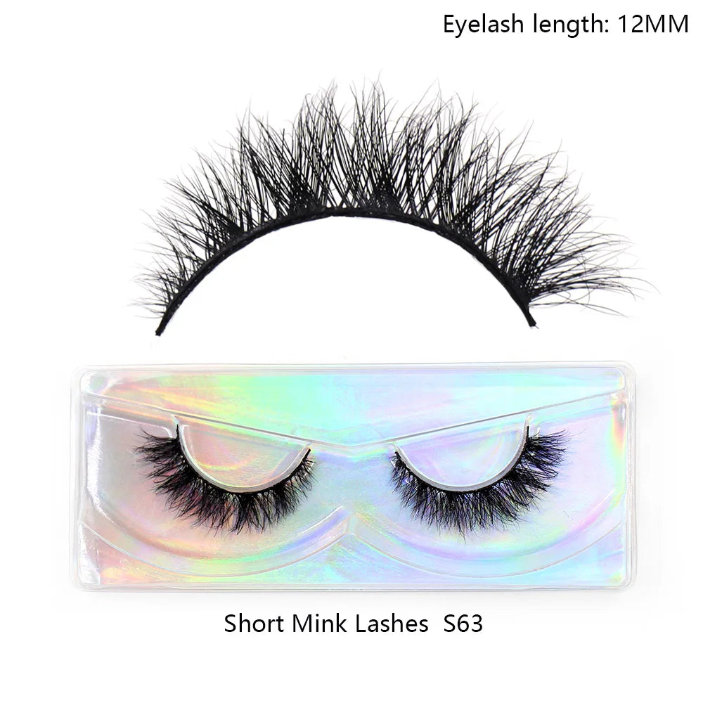 LEHUAMAO Makeup Mink Lashes 3D Short Mink Eyelashes Natural False Eyelashes Fluffy Mink Lashes Extension 12mm-15mm Eyelashes