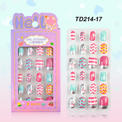 12pcs Kids 3D Stereo Sanrio Fake Nails Patch Sweet Girls Cute Cartoon Hello Kitty press on nails Kuromi Child Wearable FalseNail