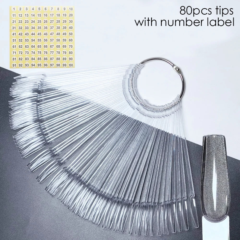 Nail Display Sticks Nail Swatch False Nail Tips Nail Gel Polish Practice Clear Natural Colors Display Board for Nail Art Tools