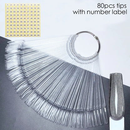 Nail Display Sticks Nail Swatch False Nail Tips Nail Gel Polish Practice Clear Natural Colors Display Board for Nail Art Tools