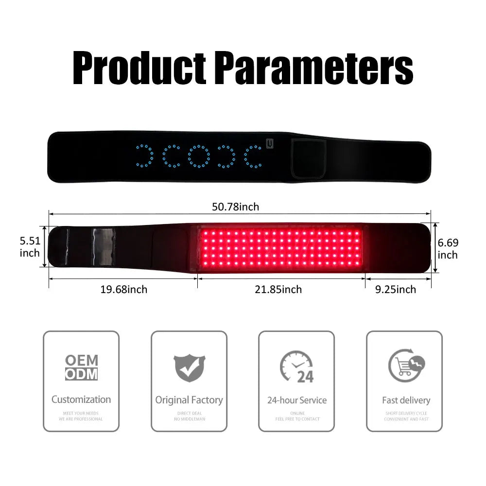 Led Therapy Light Pain Relief 660Nm 880Nm Leg Upper Back Thigh Red Light Therapy Pemf Belly Belts 360 Snap