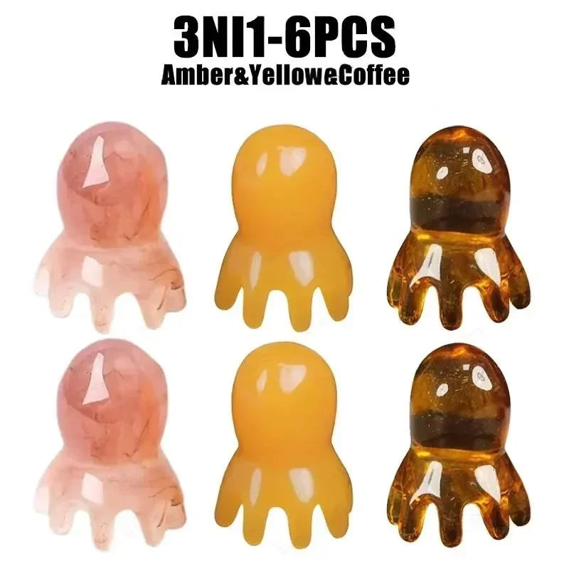Ergonomic Octopus Head Resin Gua Sha Massager Portable Face Body Scalp Pressure Point Tool Spa Quality Home Travel Use