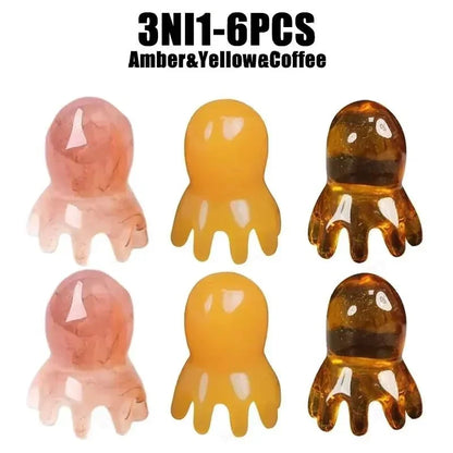 Ergonomic Octopus Head Resin Gua Sha Massager Portable Face Body Scalp Pressure Point Tool Spa Quality Home Travel Use