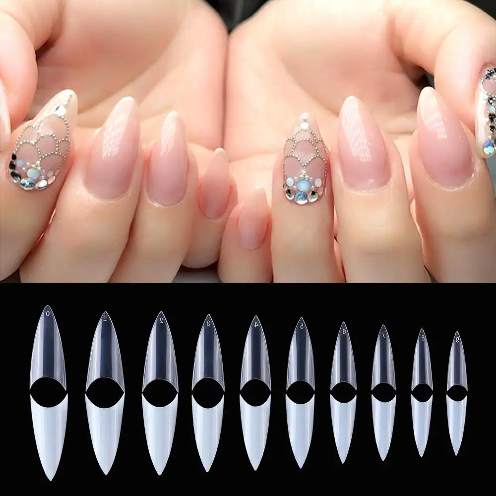 500pcs Nail pointy French Tips Stiletto Half Cover Stiletto False Fake Nails Tips half cover straight nail tips no c curve Tips