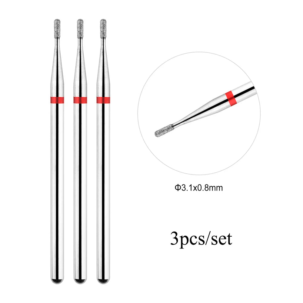 TP 3pcs/set Flame Diamond Nail Drill Bits 3/32'' Russian Electric File Bits Milling Cutter for Manicure Cuticle Remove Nail Tool