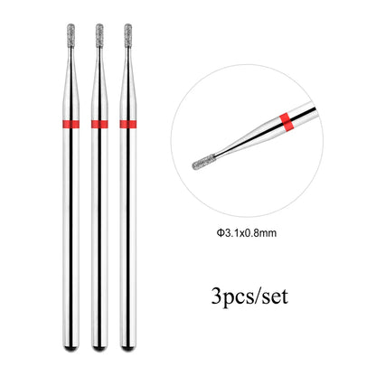 TP 3pcs/set Flame Diamond Nail Drill Bits 3/32'' Russian Electric File Bits Milling Cutter for Manicure Cuticle Remove Nail Tool