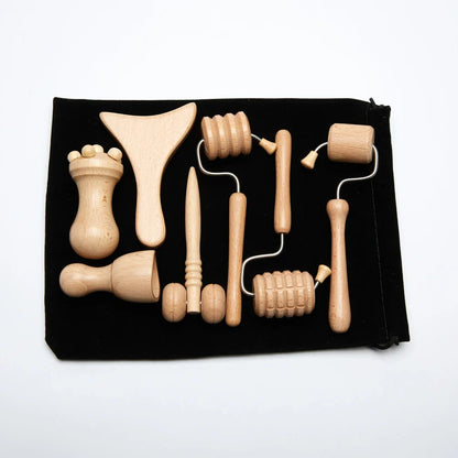 Face Massage Roller Wooden Facial Maderotherapy Lifting Wood Therapy Massage Kit Anti-Cellulite Facial Lifting Wrinkle Remover