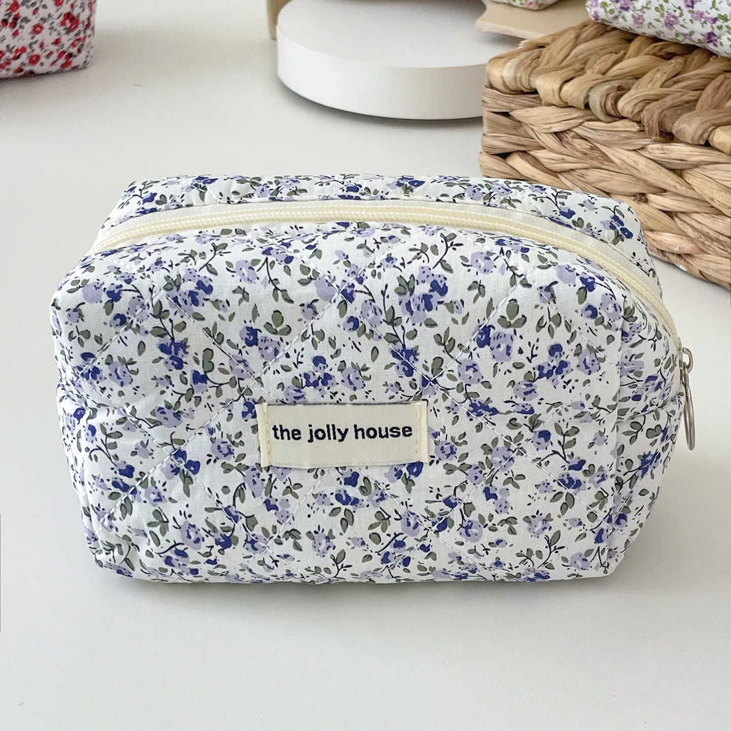 Fashion Flower Quilted Makeup Storage Bag Portable Travel Organizer Cosmetic Toiletry Pouch Cute Make Up Handbag Floral Bags