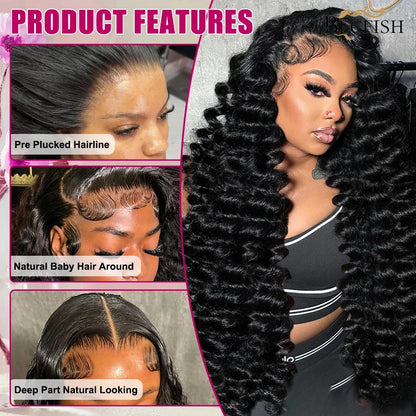 220 Density 30 40 Inch Loose Deep Wave Lace Frontal Wig 13x6 Hd Curly Human Hair Wigs 360 Water Wave Pre plucked Lace Front Wig