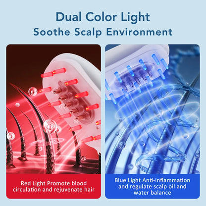 Blue Red Light Therapy Hair Growth Massage Comb Anti Hair Loss Liquid Comb Oil Scalp Applicator Vibration Head Massager Brush