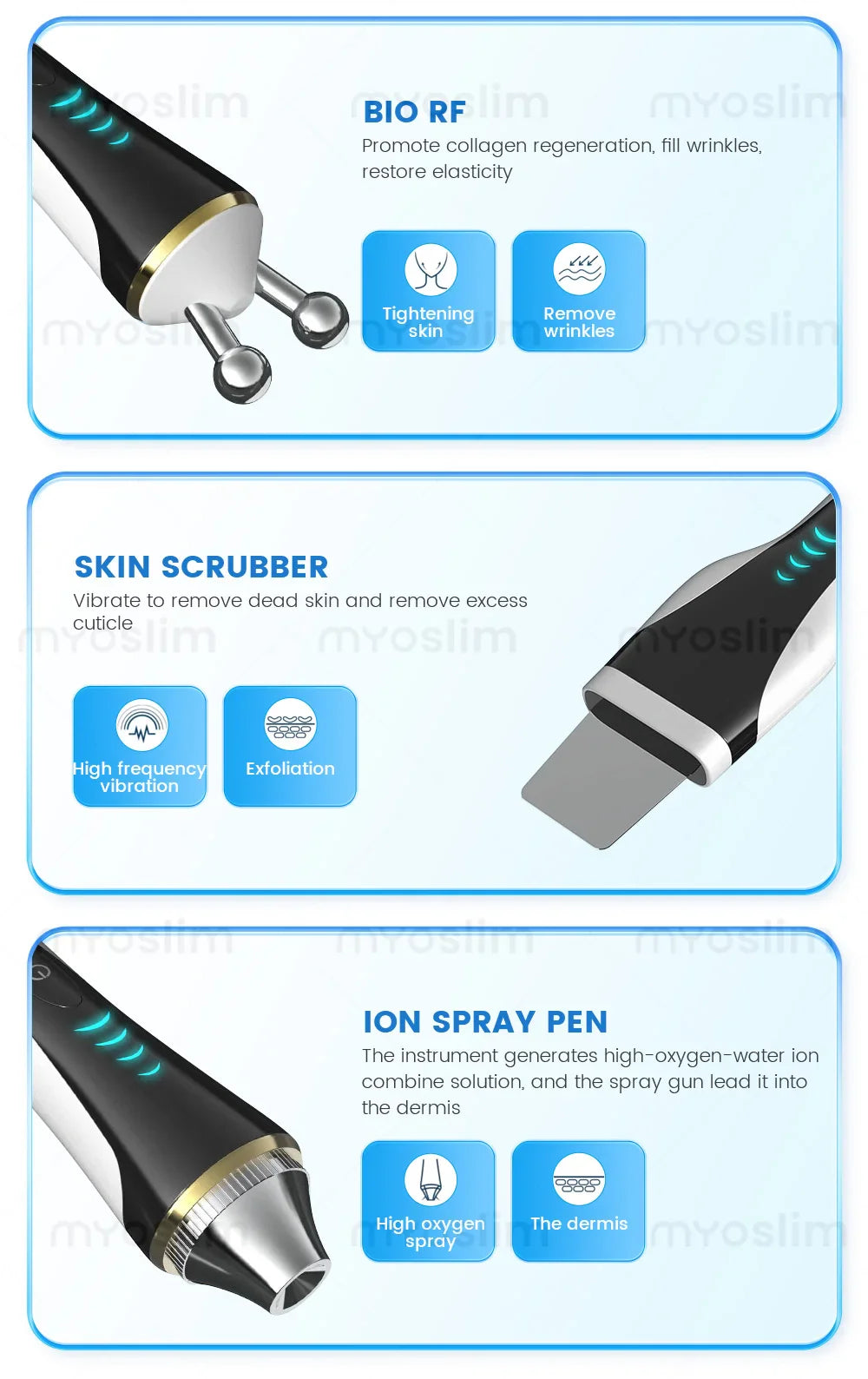 Intelligent Ice Blue Skin Management System – Hydro Facial Device For Wrinkle Reduction And Skin Care