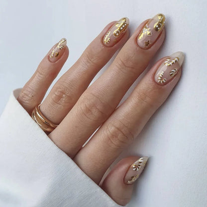 Trend Popular 24Pcs/Set Women Girls Long Oval Shaped French Colorful stripes Full Coverage Wearable Fake Nail Press on Nail Art