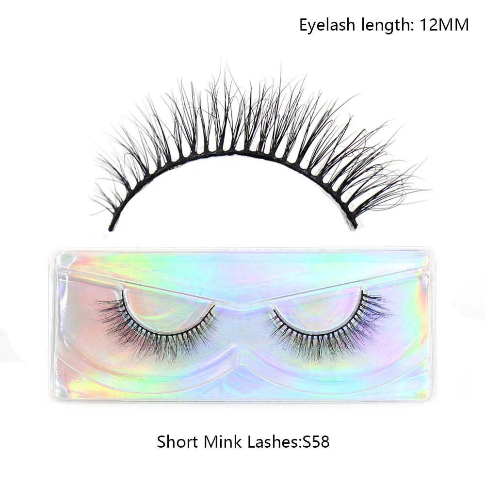 LEHUAMAO Makeup Mink Lashes 3D Short Mink Eyelashes Natural False Eyelashes Fluffy Mink Lashes Extension 12mm-15mm Eyelashes