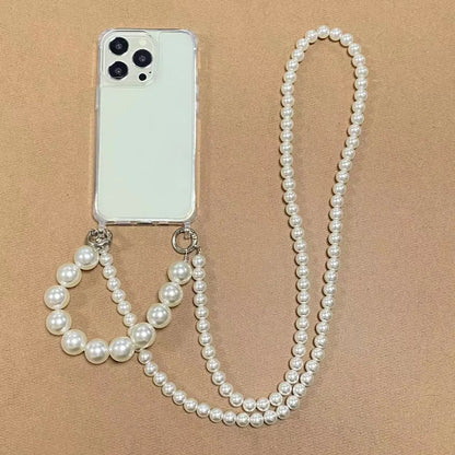 DIY Luxury Pearl Chain Crossbody Strap Shockproof Acrylic Lanyard Phone Case for iPhone 16 14 13 12 PRO 15 Pro Max X XS 7 8 Plus