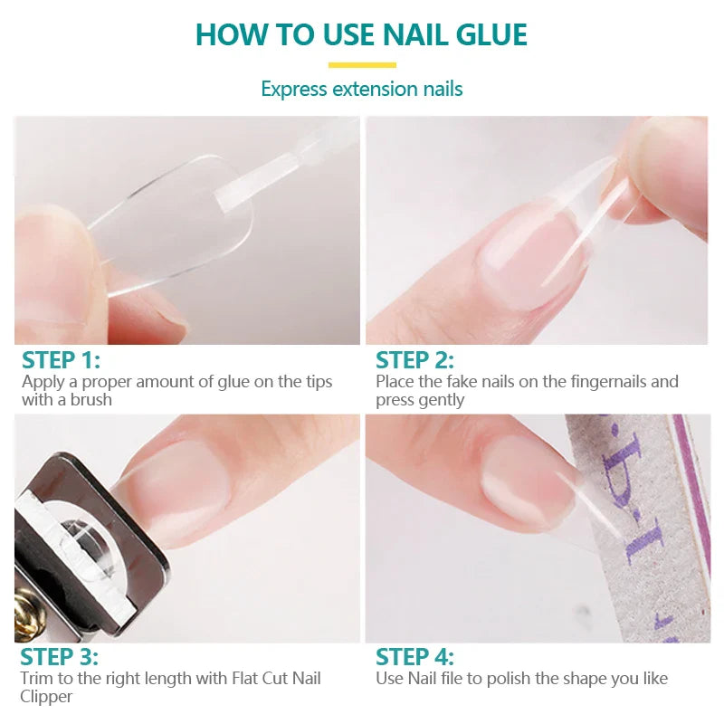 Nailpop Fast Dry Nail Art Glue with Brush Rhinestone Nail Glue Decoration False Nail Tools All for Manicure Accessories 2pcs