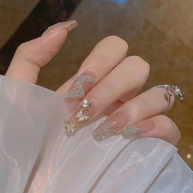 24Pcs 3D kuromi press on nails Y2K Cartoon Handmade Fake Nails Black Gel nail Wearable Nails Cinnamoroll Melody Anime False Nail