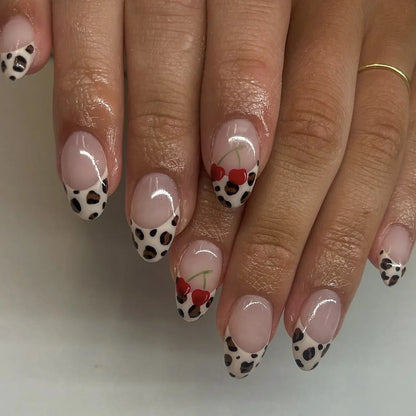 24pcs Cute Colorful False Nail Tips for Girl Rainbow Cloud Star Printed Almond Fake Nails Full Cover Reusable Adhesive Fake Nail