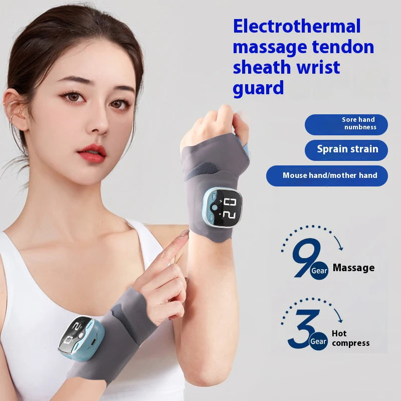 Electric Heating Wrist Guard Vibration Massage 9 Levels Hot Compress Wrist Brace Protector Wrap Rechargeable Heating Wristband
