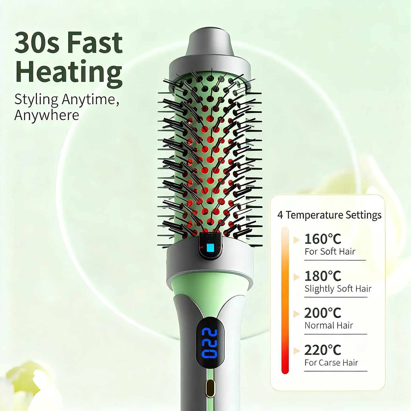 2-in-1 negative ion curling iron straightening comb,Professional temperature-controlled styling brush,anti-scalding heated comb