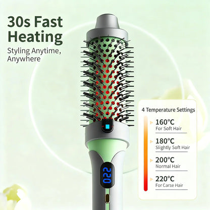 2-in-1 negative ion curling iron straightening comb,Professional temperature-controlled styling brush,anti-scalding heated comb