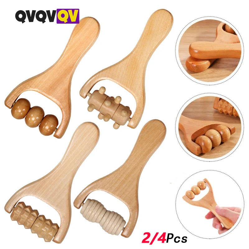2/4Pcs Wooden Massage Roller,Instantly Self Massage Waist Thigh, Leg, Hands Full Body Roller Tool Massager DIY Maderotherapy