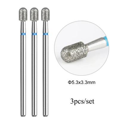 TP 3pcs/set Flame Diamond Nail Drill Bits 3/32'' Russian Electric File Bits Milling Cutter for Manicure Cuticle Remove Nail Tool