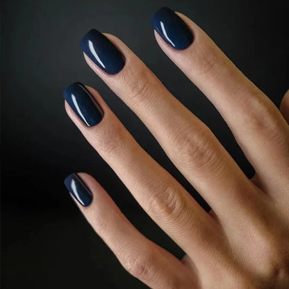 Solid Color Wearable Nail Art Fashion Red Blue Rose Pink Square Shape Finished False Nails Press on Nails with Glue Wholesale