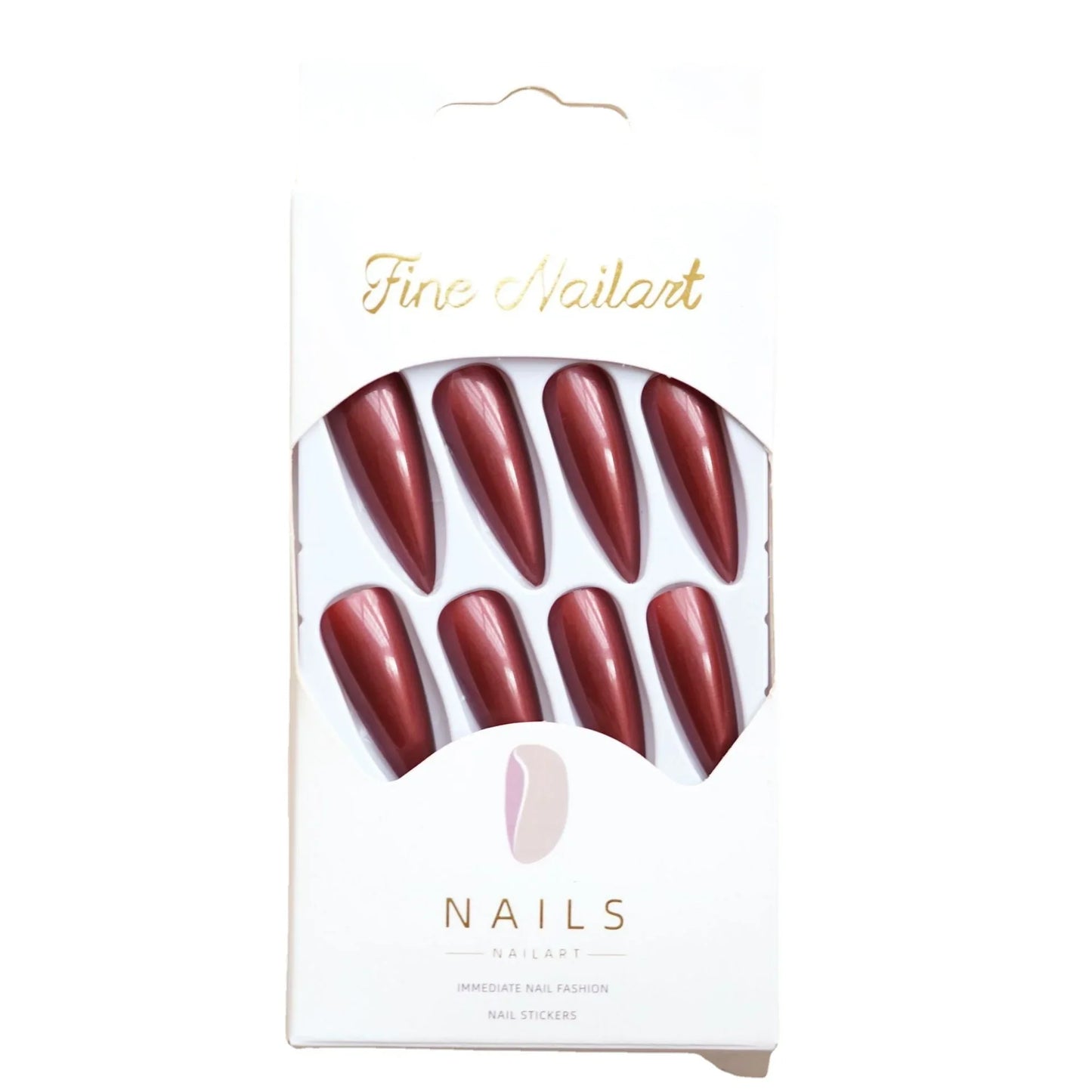 24pcs Super Long Stiletto Fake Y2K Nails Press On Vintage Wine Red False Nails With Designs Full Cover Fashion Almond Nail Tips