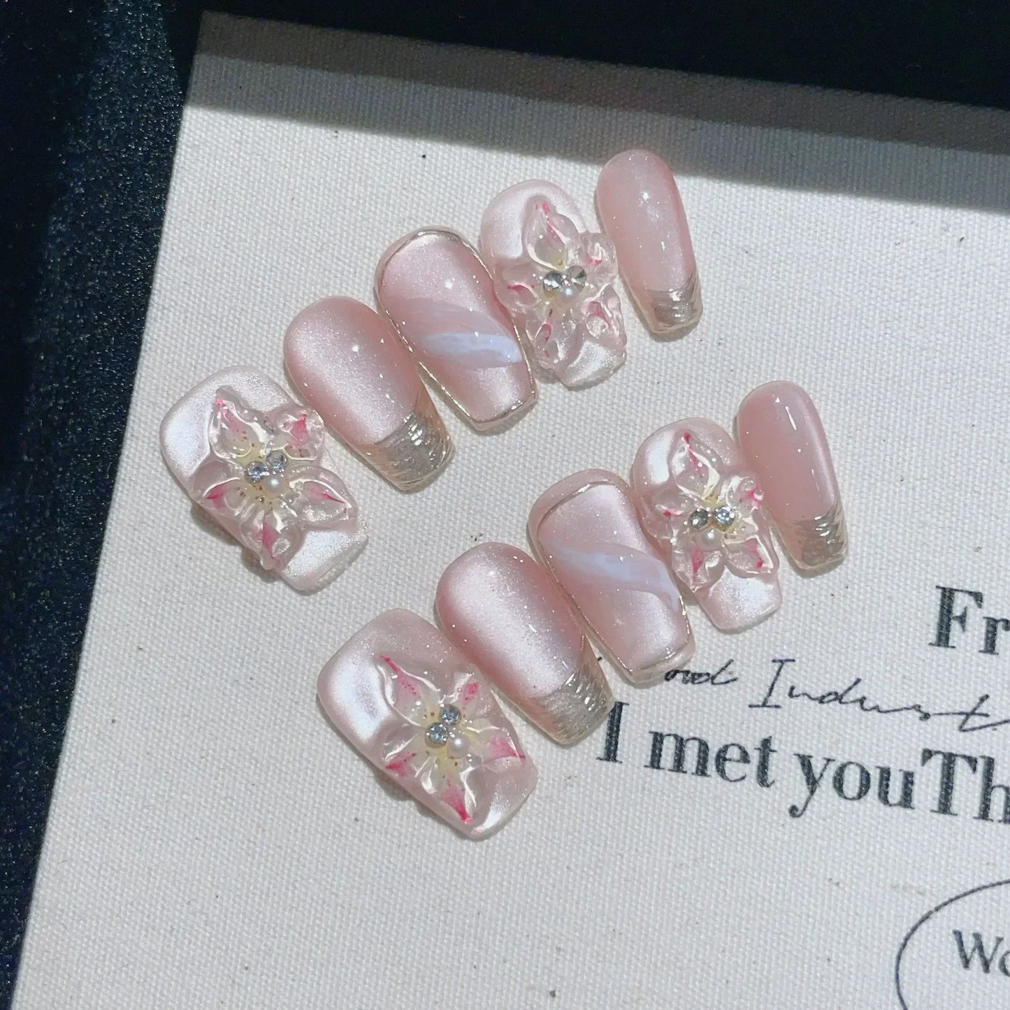 10Pcs French Handmade Press on Nails Candy Color Fake Nails Wearable Stick-on Nails False Nail Uñas Postizas Накладные Ногти 네일팁