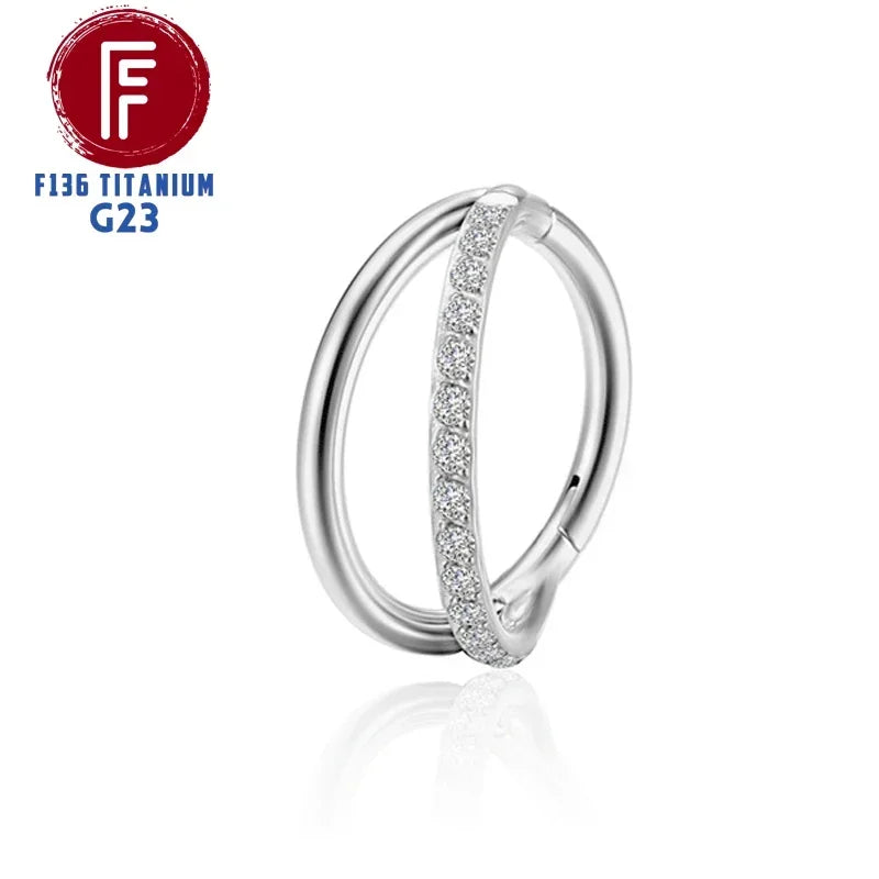 G23 Titanium Daith Cartilage Earrings 16G Helix Nose Septum Piercing Conch Hinged Clicker Body Jewelry Ear Ring Zircon Wholesale