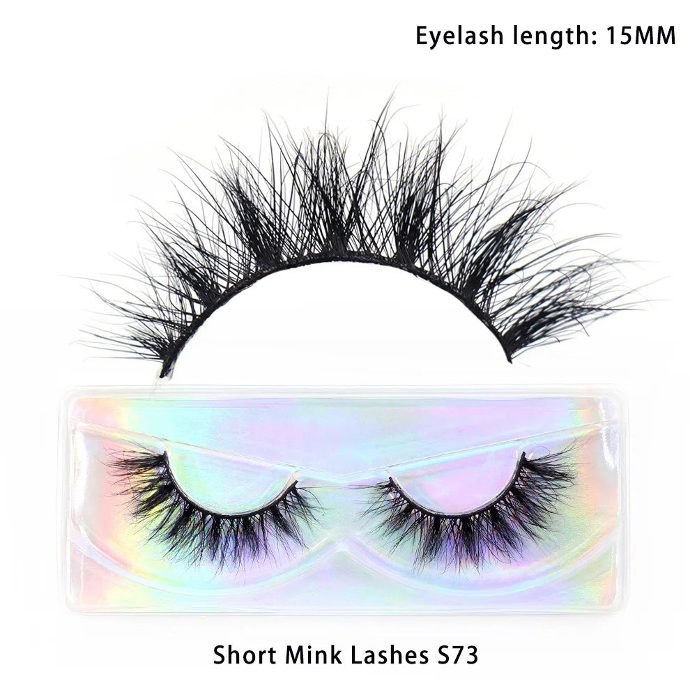 LEHUAMAO Makeup Mink Lashes 3D Short Mink Eyelashes Natural False Eyelashes Fluffy Mink Lashes Extension 12mm-15mm Eyelashes