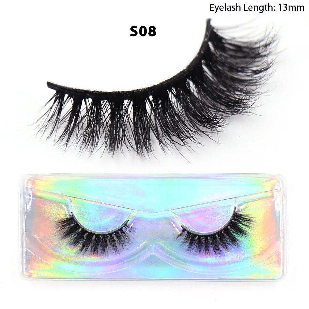 LEHUAMAO Makeup Mink Lashes 3D Short Mink Eyelashes Natural False Eyelashes Fluffy Mink Lashes Extension 12mm-15mm Eyelashes