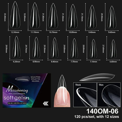 Luxury Acrylic False Nail Tips Almond Coffin Full Cover Super Clear Square Artificial Extension Soft Gel Tip Salon Manicure Tool