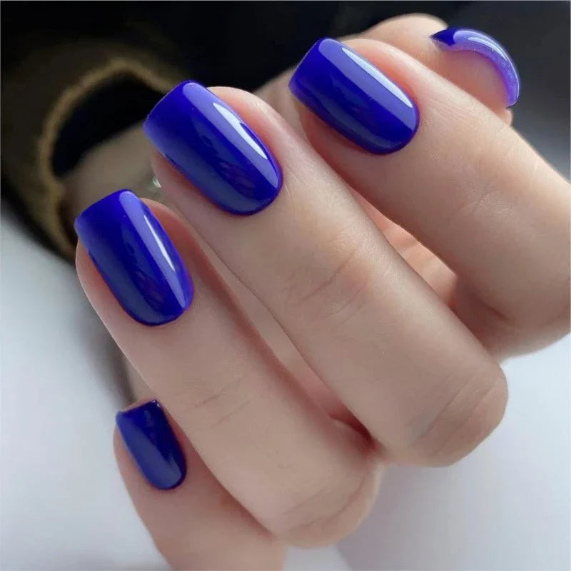 Artificial Press On Fake Nails Glossy Wine Red False Nail Long Square Reusable DIY Lady Fingernail Tip Manicure Tools