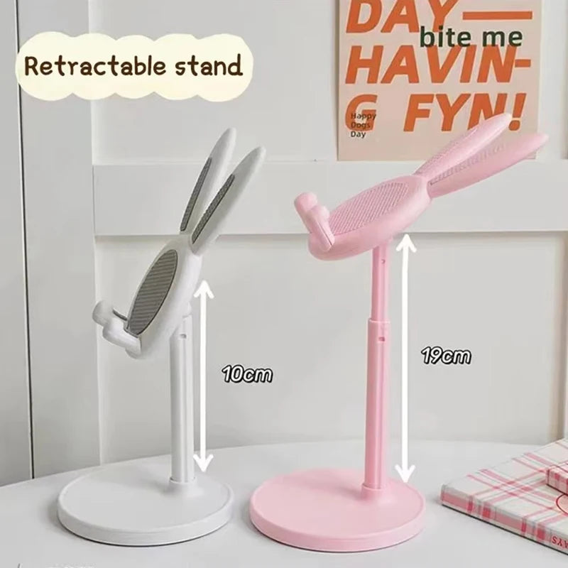 Retractable Pink Lovely Rabbit Mobile Phone Holder Stand For iPhone Samsung Adjustable Mobile Phone Holder Stand Tablets Bracket