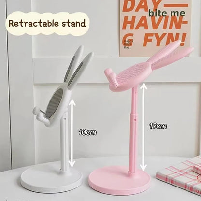 Retractable Pink Lovely Rabbit Mobile Phone Holder Stand For iPhone Samsung Adjustable Mobile Phone Holder Stand Tablets Bracket