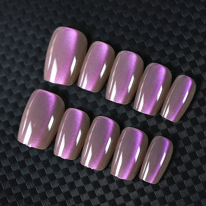 Press on nails 10 pieces charming cat eyes style square 3 sizes to choose from for women and girls