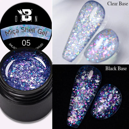 BOZLIN 5ml Sparkling Chameleon Mica Shell Gel Polish Colorful Sequins Manicure Semi Permanent Soak Off Nail Art Gel Varnish