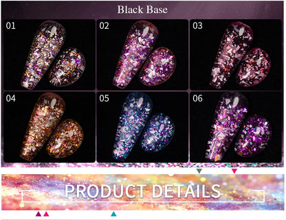 BOZLIN 5ml Sparkling Chameleon Mica Shell Gel Polish Colorful Sequins Manicure Semi Permanent Soak Off Nail Art Gel Varnish