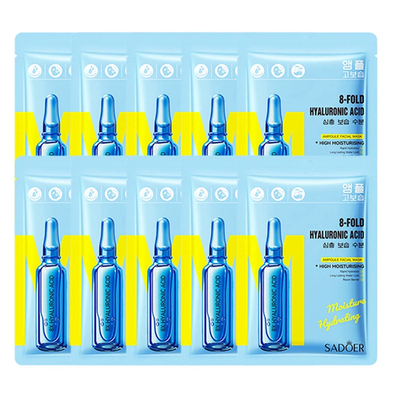 5/10pcs SADOER Nicotinamide Vitamin C Face Mask Hyaluronic Acid Moisturizing Hydrating Facial Masks Korean Cosmetics Skin Care