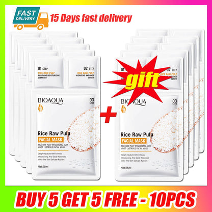 1/5/10/20/30pcs Rice Raw Pulp Collagen Facial Masks Cleanser Serum Moisturizing Firm Hydrating Face Mask Korean Beauty Skin Care